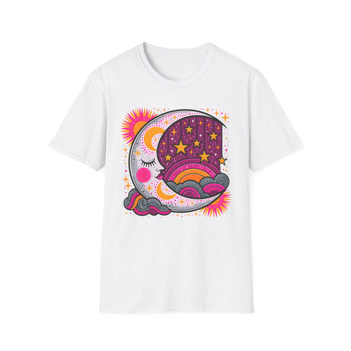 Celestial Sun Moon Rainbow T-Shirt | Retro Stars Boho Tee