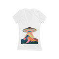 Retro Rainbow UFO Abduction Mountain Tee | Deep V-Neck