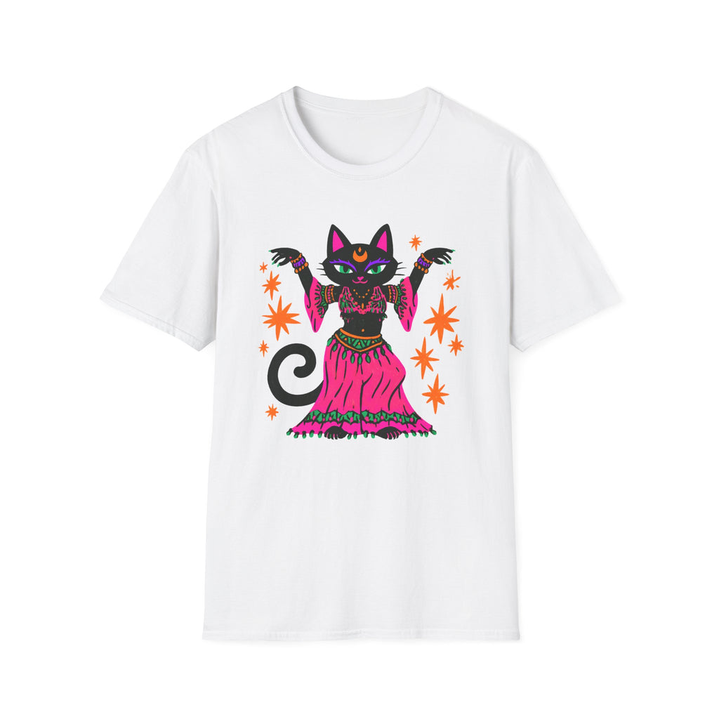 Gypsy Black Cat Mystic Belly Dance T-Shirt | Magical Cat Illustration