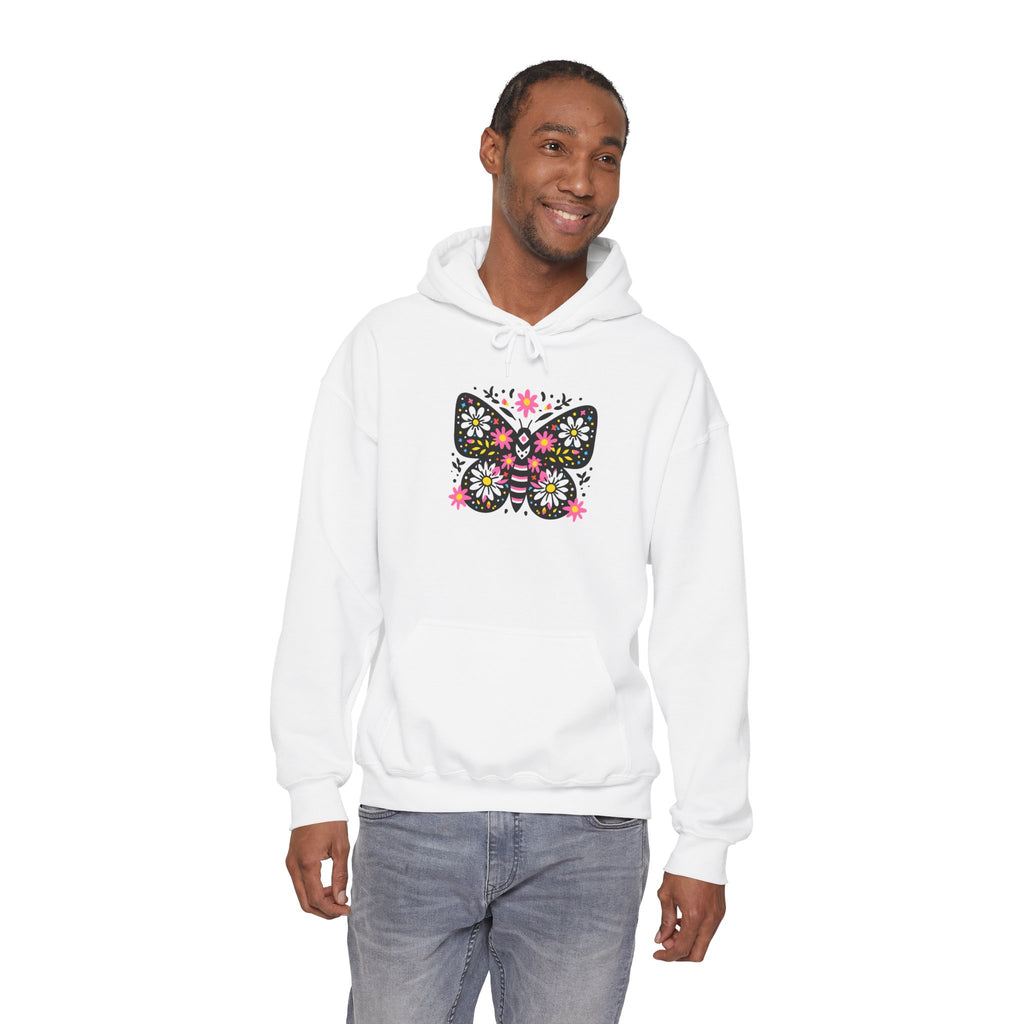 Floral Folk Art Butterfly Hoodie — Colorful Boho Sweatshirt