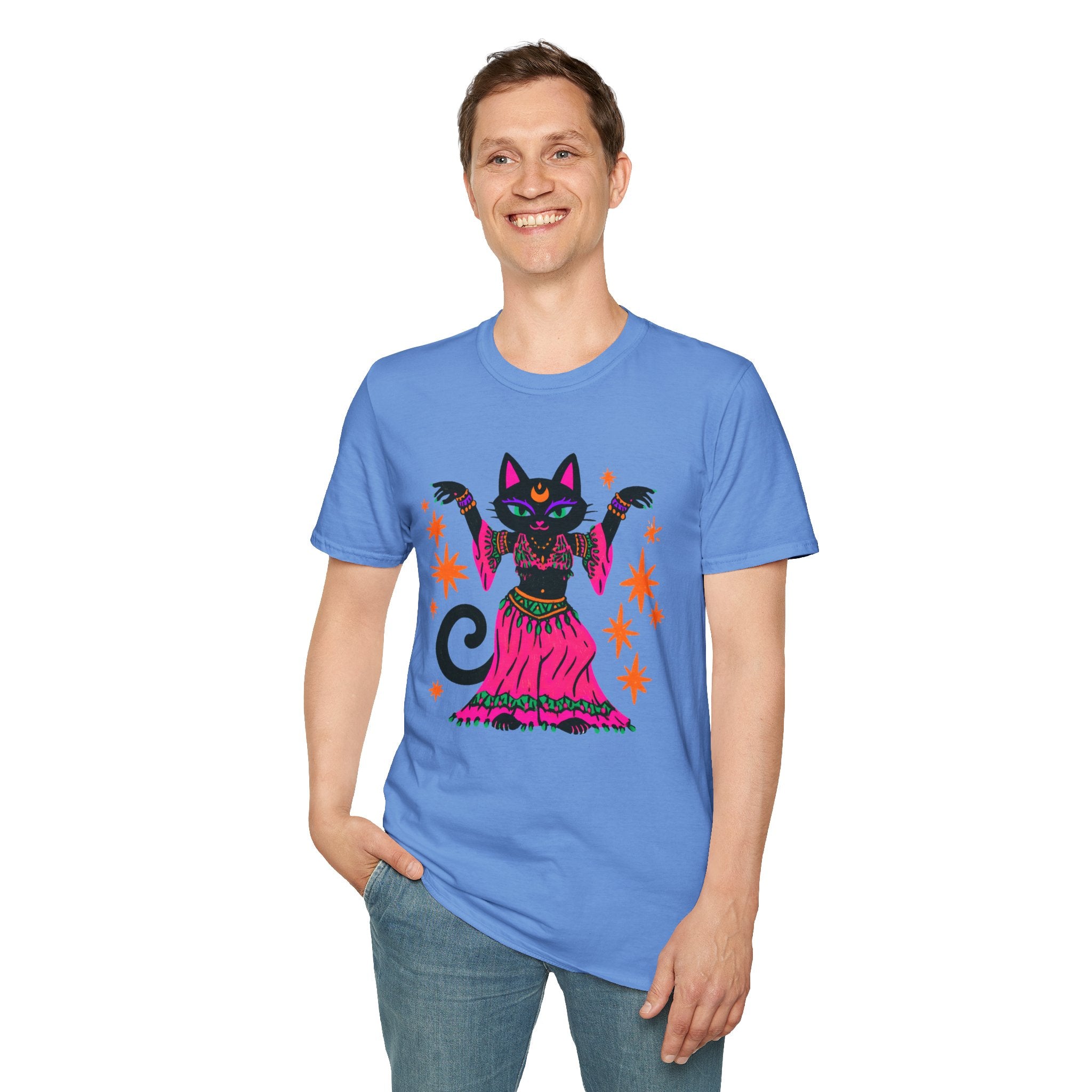 Gypsy Black Cat Mystic Belly Dance T-Shirt | Magical Cat Illustration