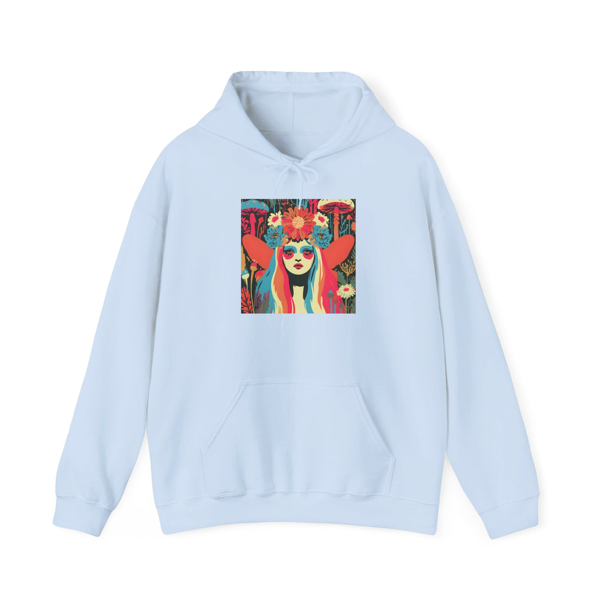 Psychedelic Floral Girl Hoodie — Colorful Boho Art Pullover