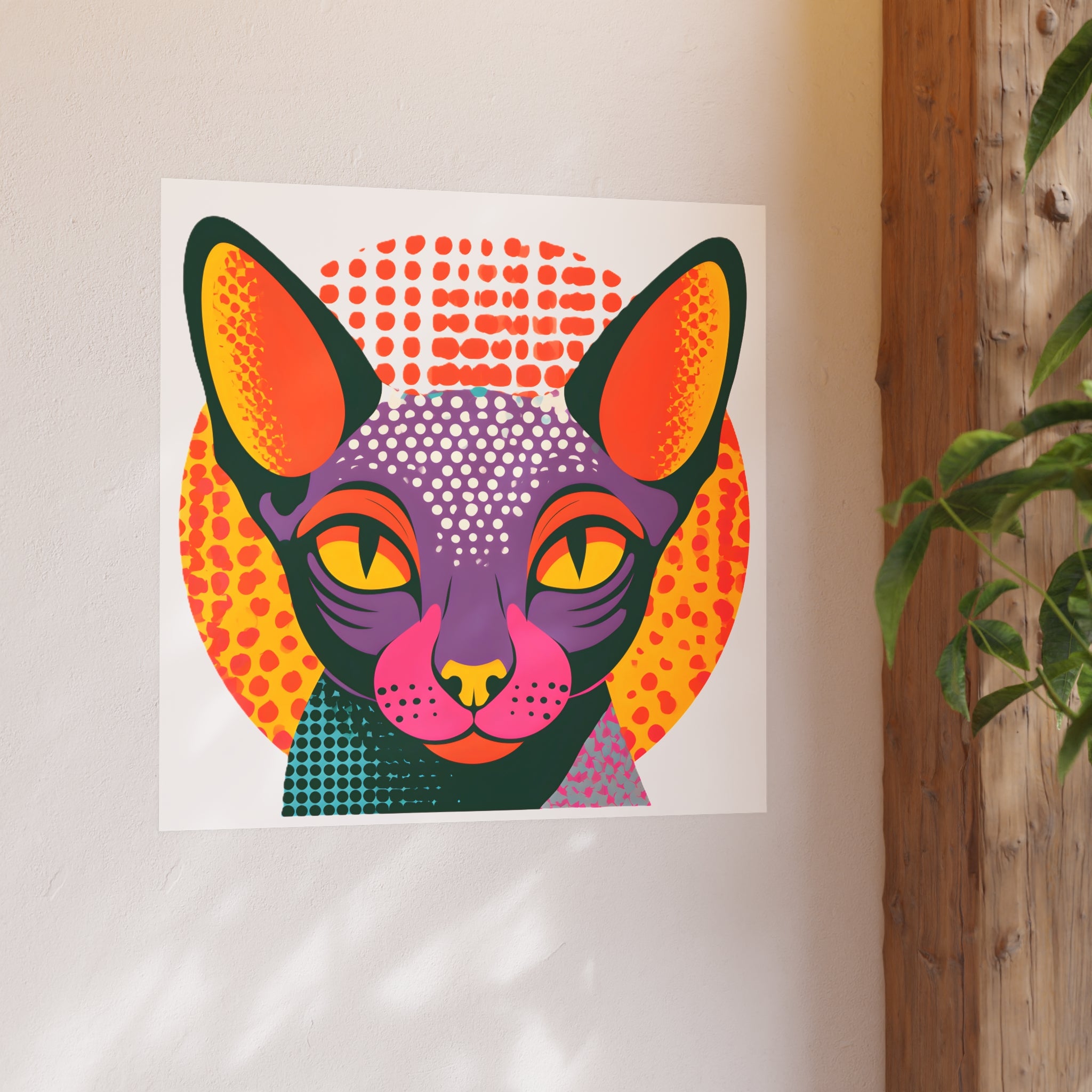 Colorful Pop Art Sphynx Cat Poster | Satin & Archival Matte Poster