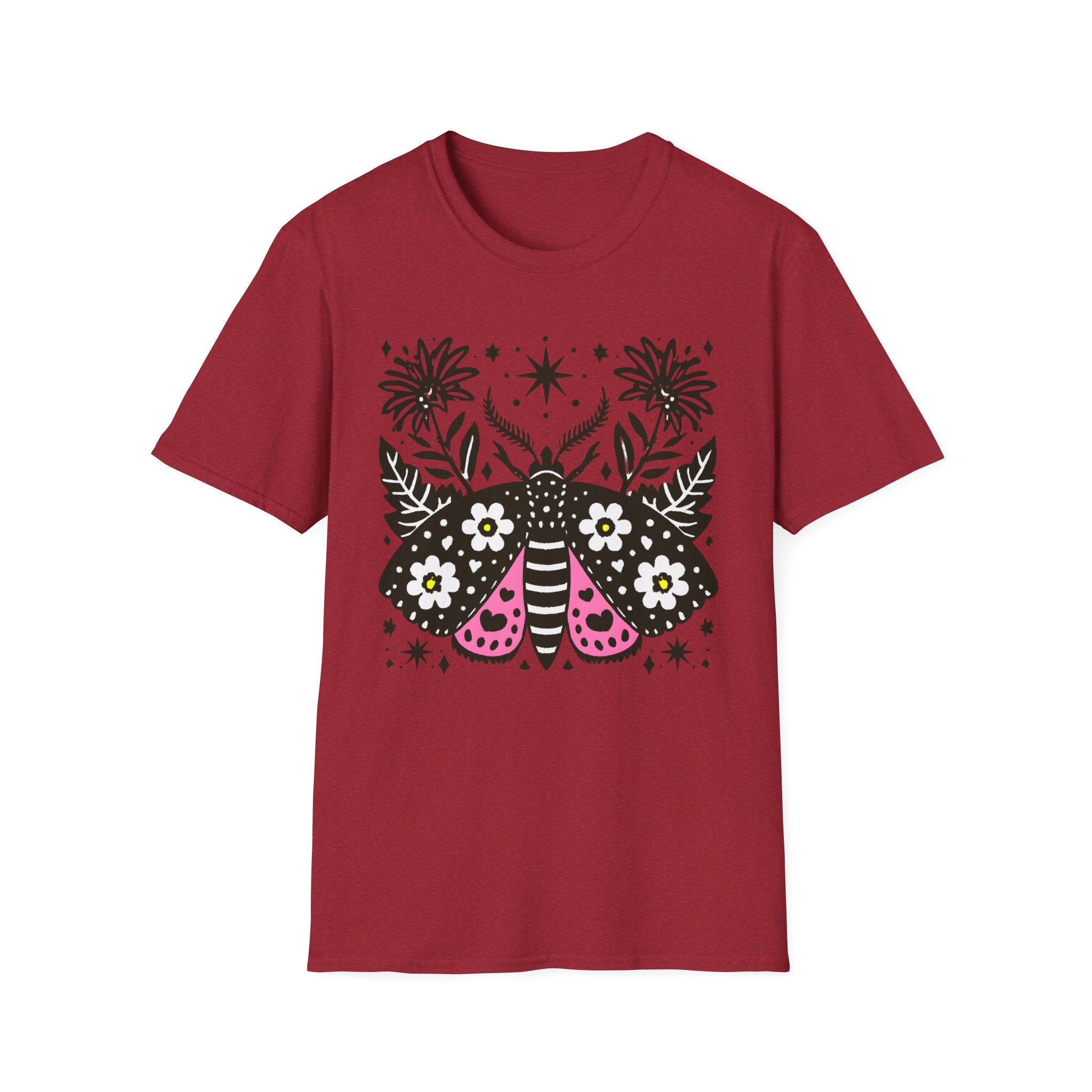 Floral Moth Shirt | Botanical Moth T-Shirt, Night Sky Floral Graphic