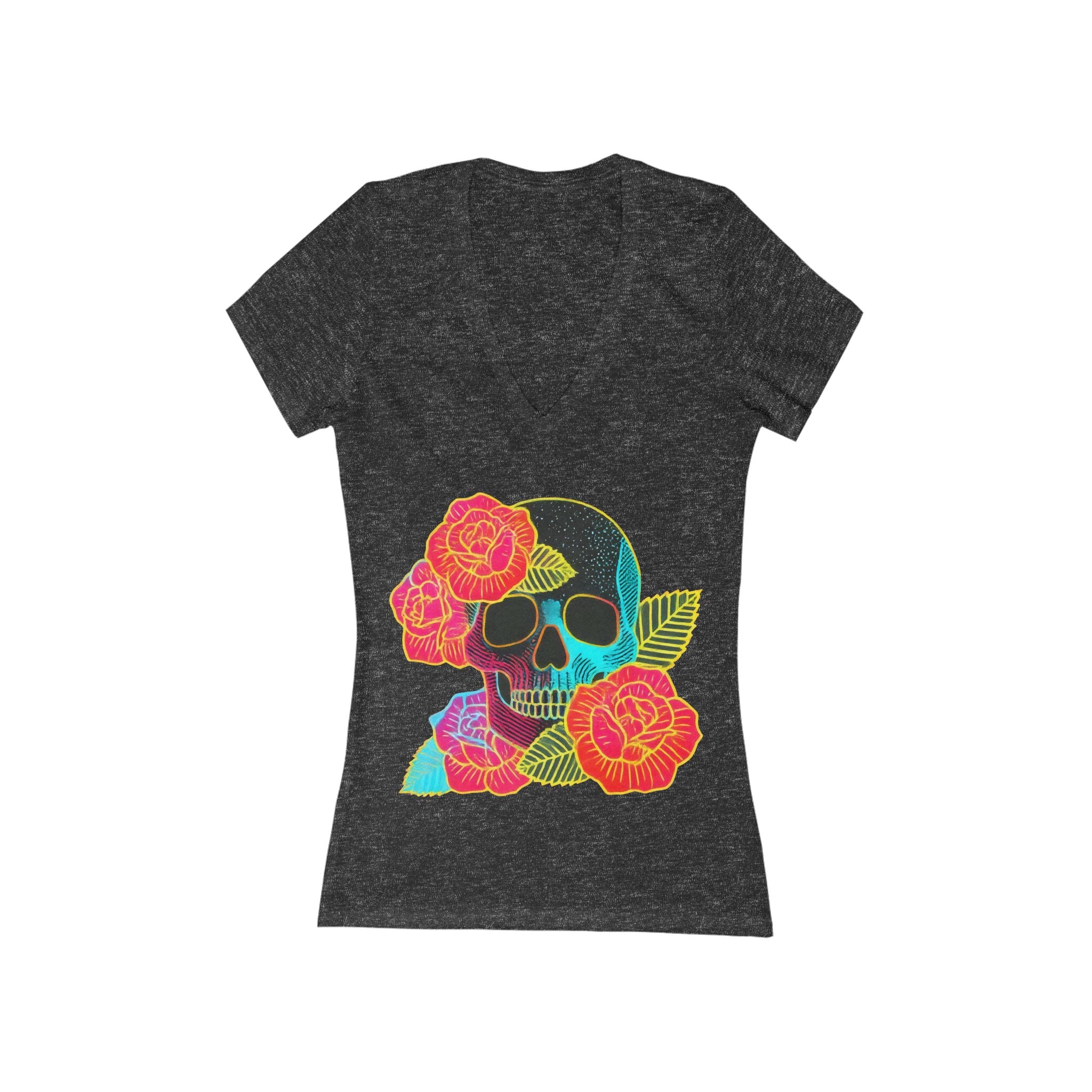 Floral Skull Tee | V‑Neck Short Sleeve