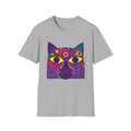 Psychedelic Colorful Cat Face T-Shirt | Vibrant Boho Cat Tee