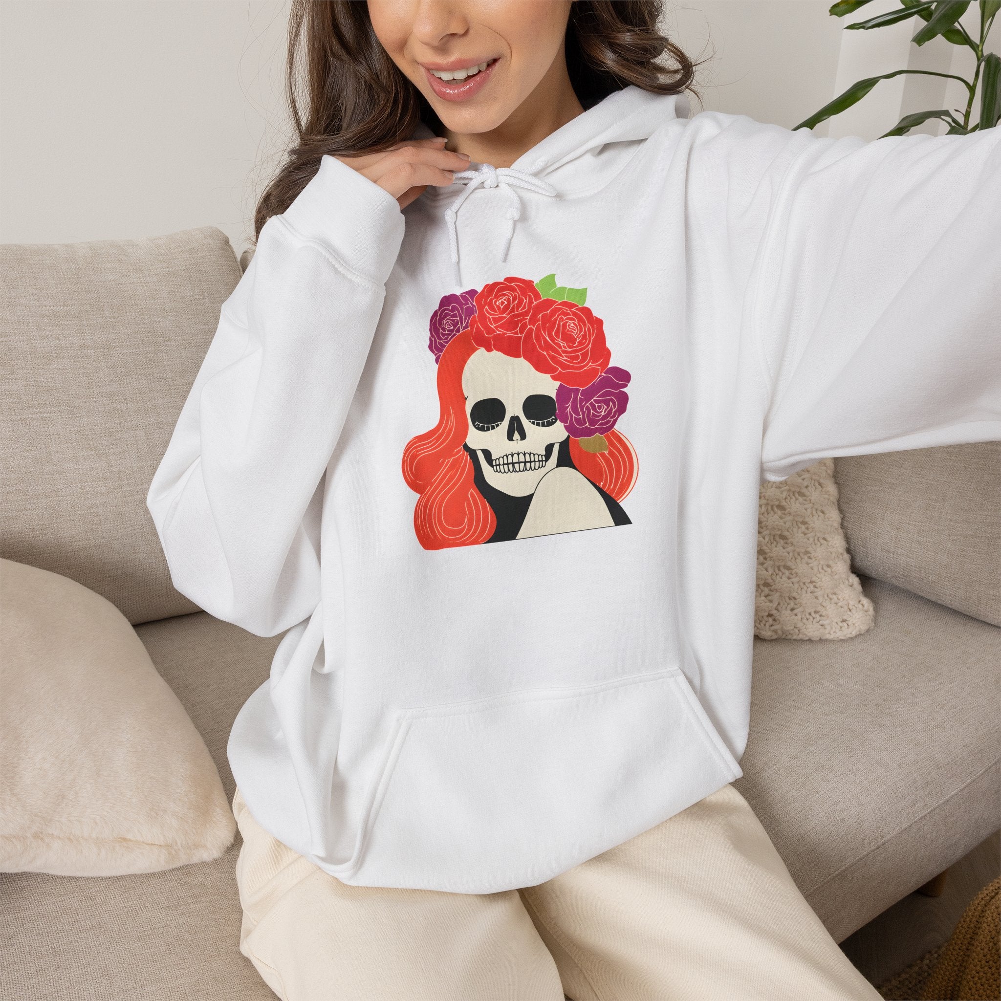 Skull Girl Hoodie — Floral Crown Day of the Dead Sweatshirt