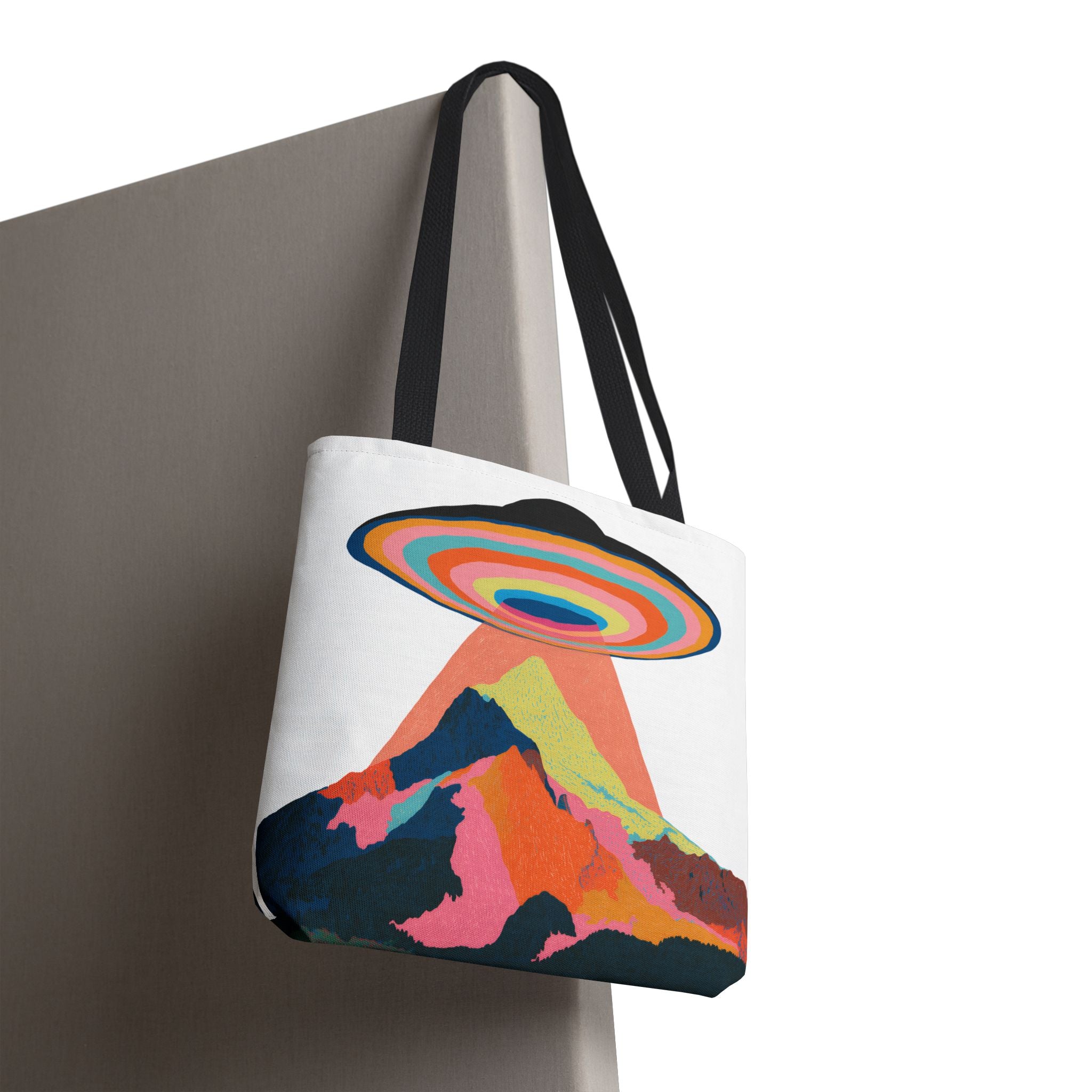 Retro Rainbow UFO Abduction Tote
