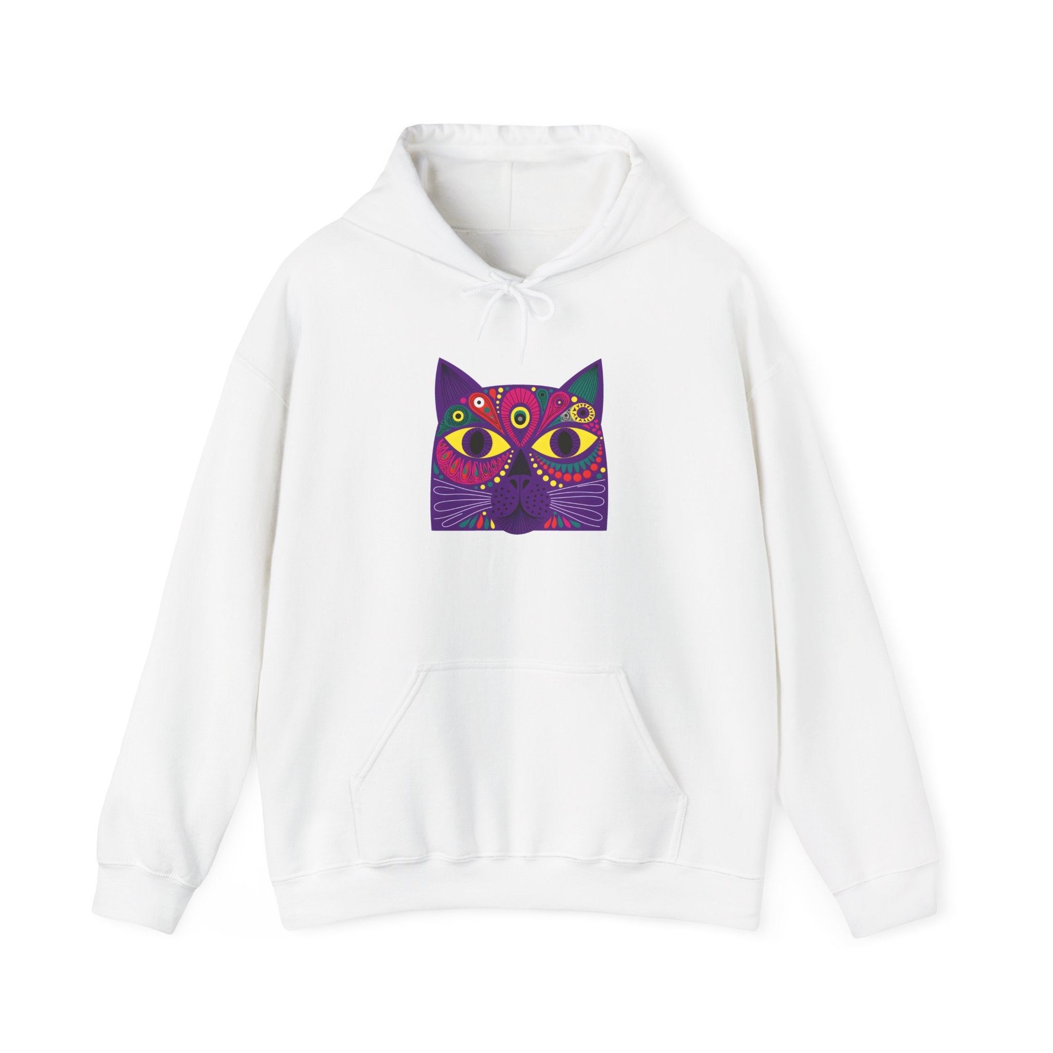 Psychedelic Cat Hoodie - Colorful Third-Eye Cat Graphic Sweatshirt