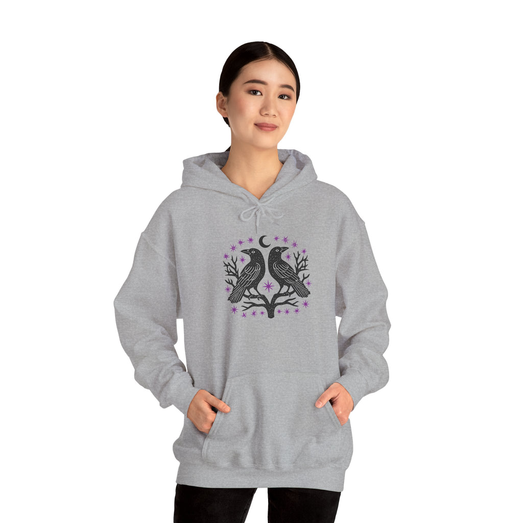 Raven Moon Hoodie — Mystical Twin Ravens Graphic Sweatshirt