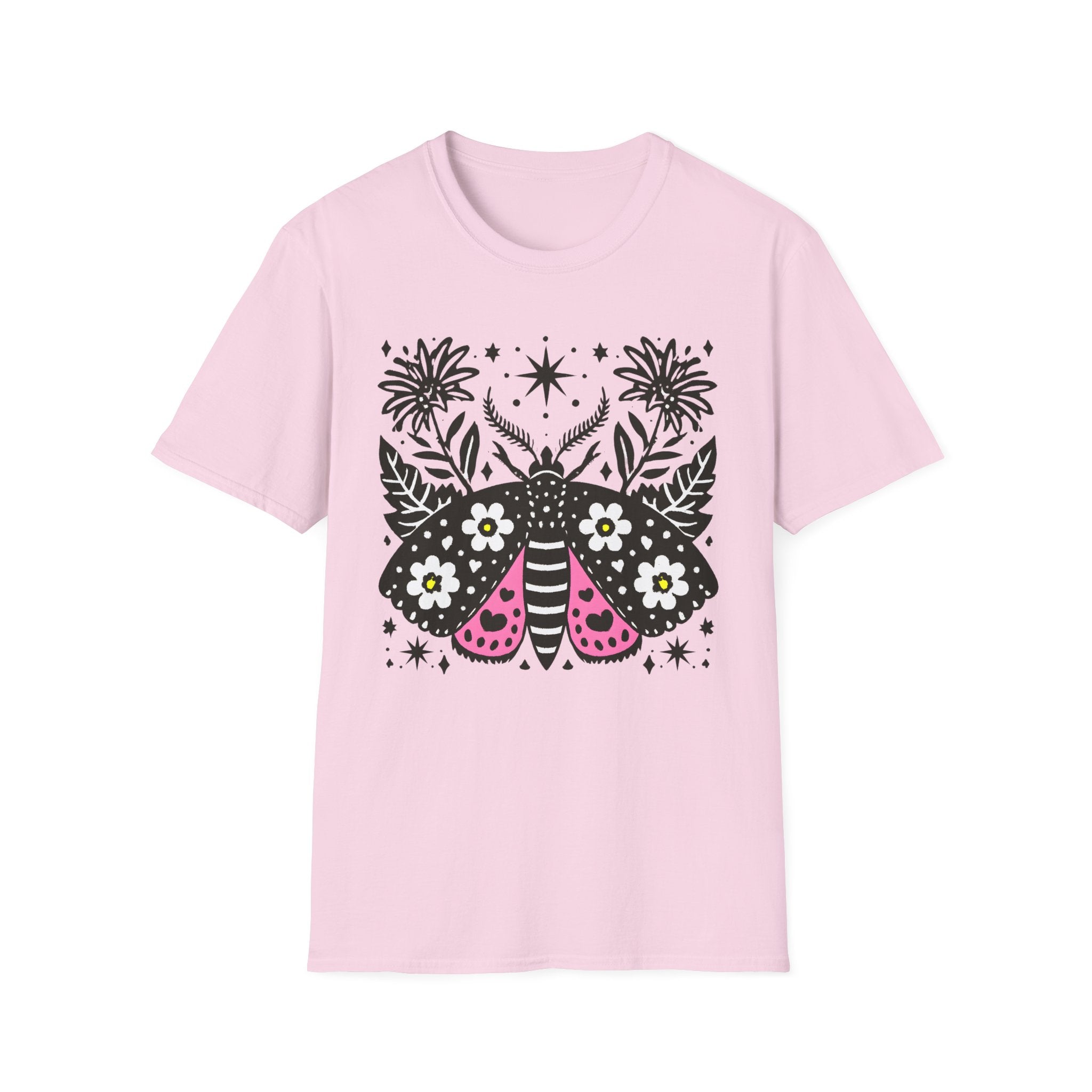 Floral Moth Shirt | Botanical Moth T-Shirt, Night Sky Floral Graphic
