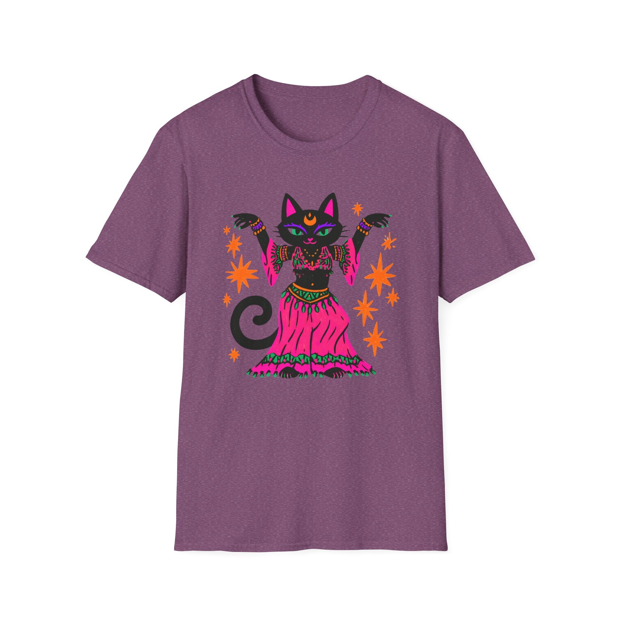 Gypsy Black Cat Mystic Belly Dance T-Shirt | Magical Cat Illustration