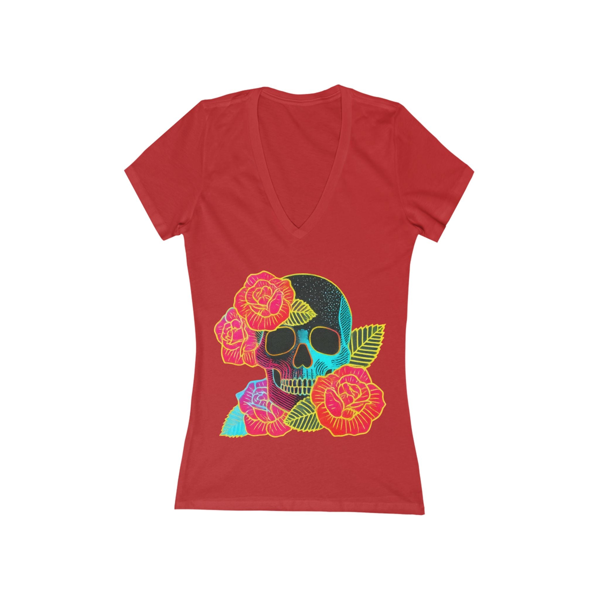 Floral Skull Tee | V‑Neck Short Sleeve