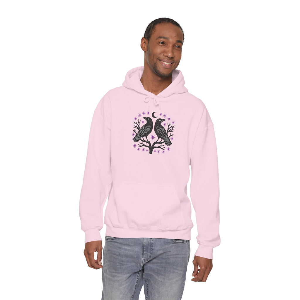 Raven Moon Hoodie — Mystical Twin Ravens Graphic Sweatshirt