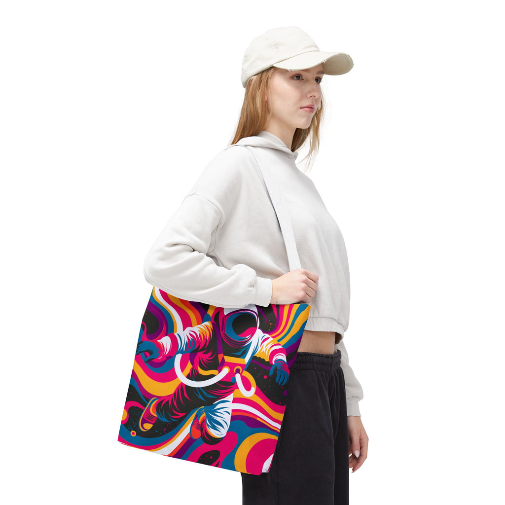 Psychedelic Astronaut Tote Bag | Colorful Space Waves