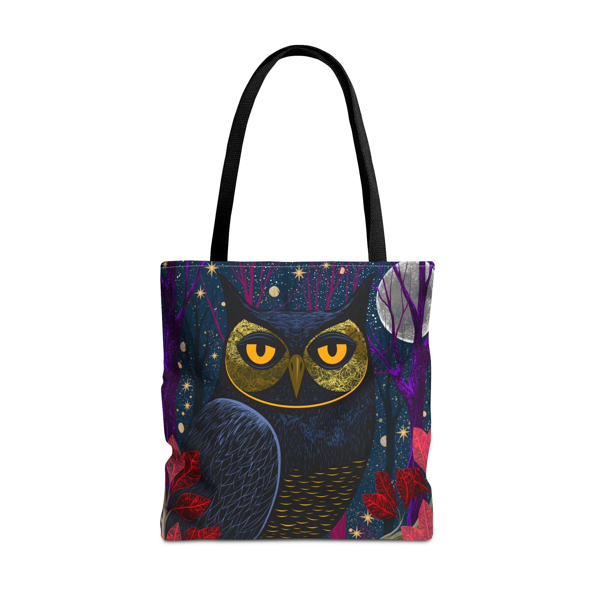 Midnight Owl Tote Bag | Night Forest Illustration, Moonlit Leaves