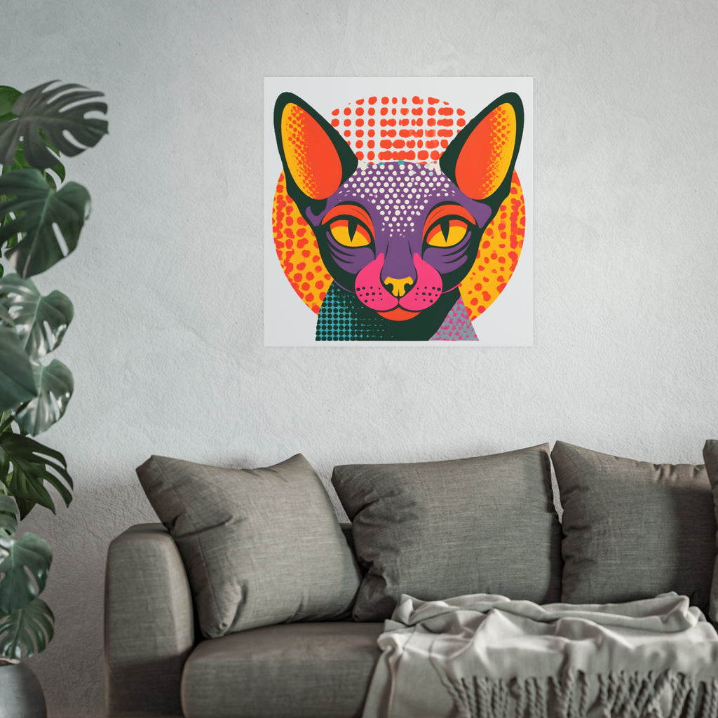 Colorful Pop Art Sphynx Cat Poster | Satin & Archival Matte Poster