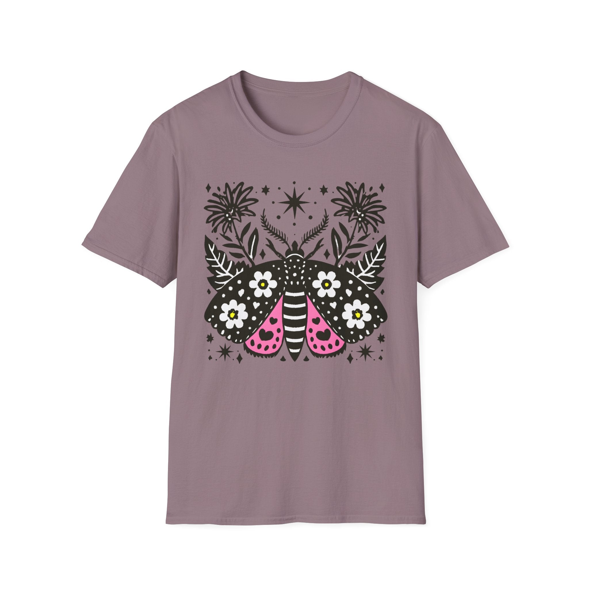 Floral Moth Shirt | Botanical Moth T-Shirt, Night Sky Floral Graphic