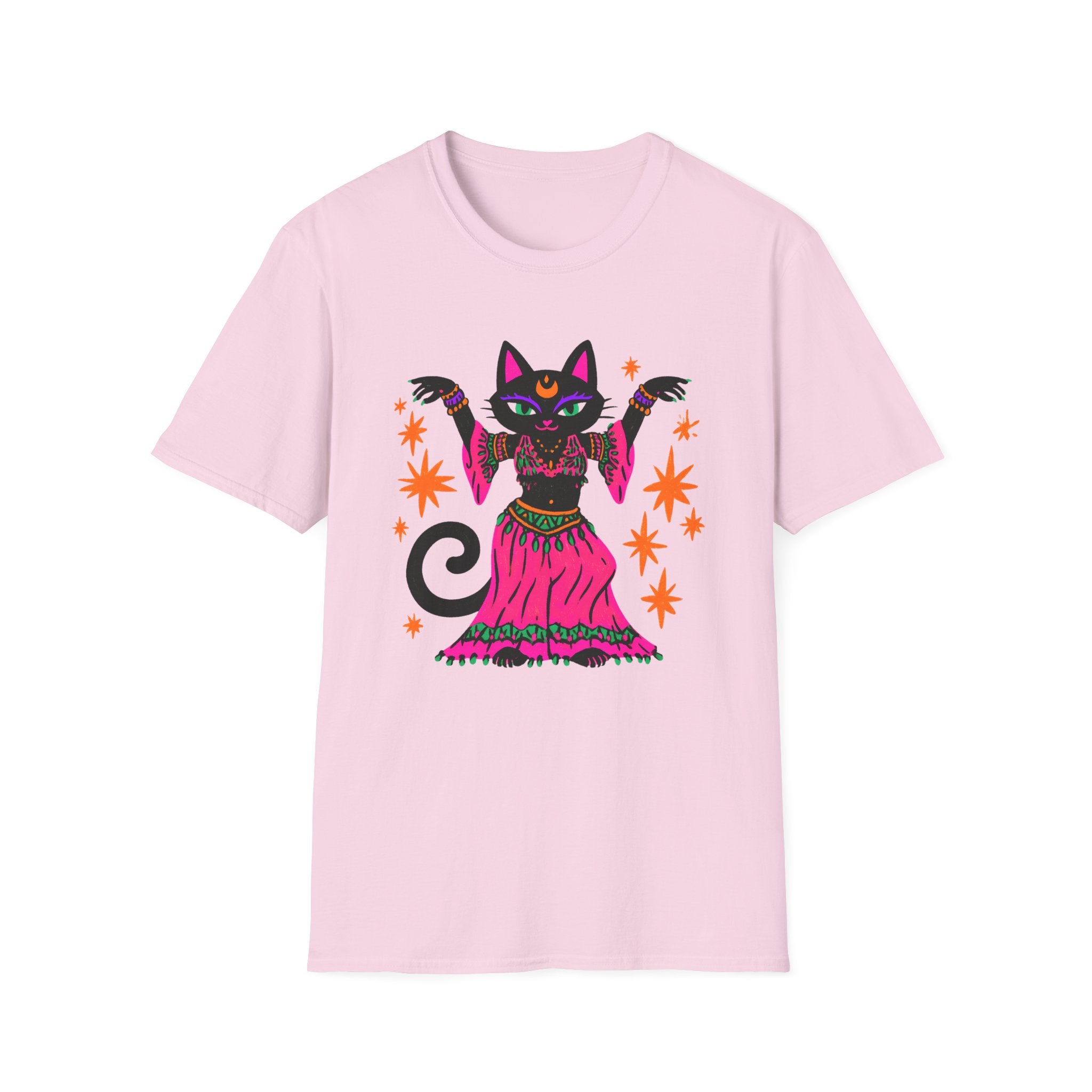 Gypsy Black Cat Mystic Belly Dance T-Shirt | Magical Cat Illustration