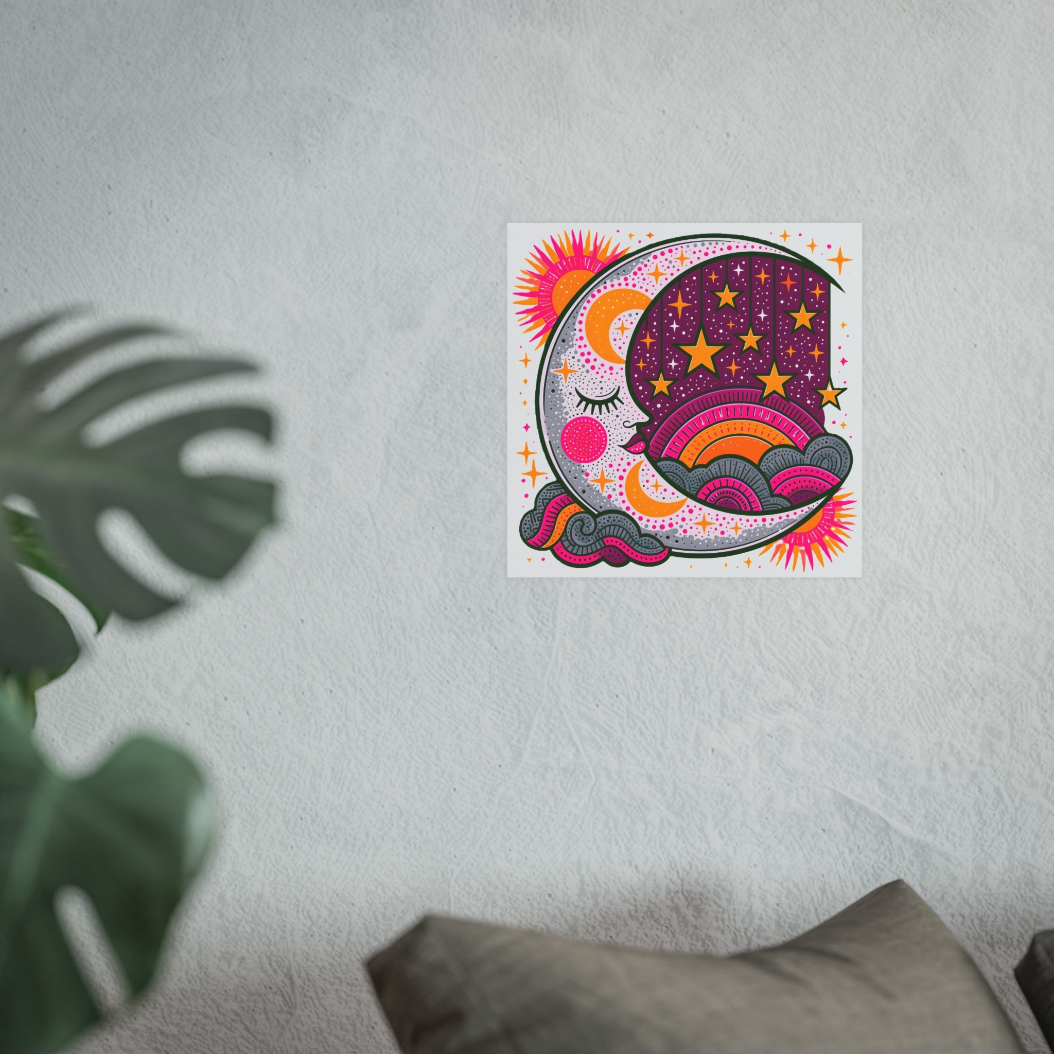 Retro Celestial Moon Stars Poster | Satin & Archival Matte Poster
