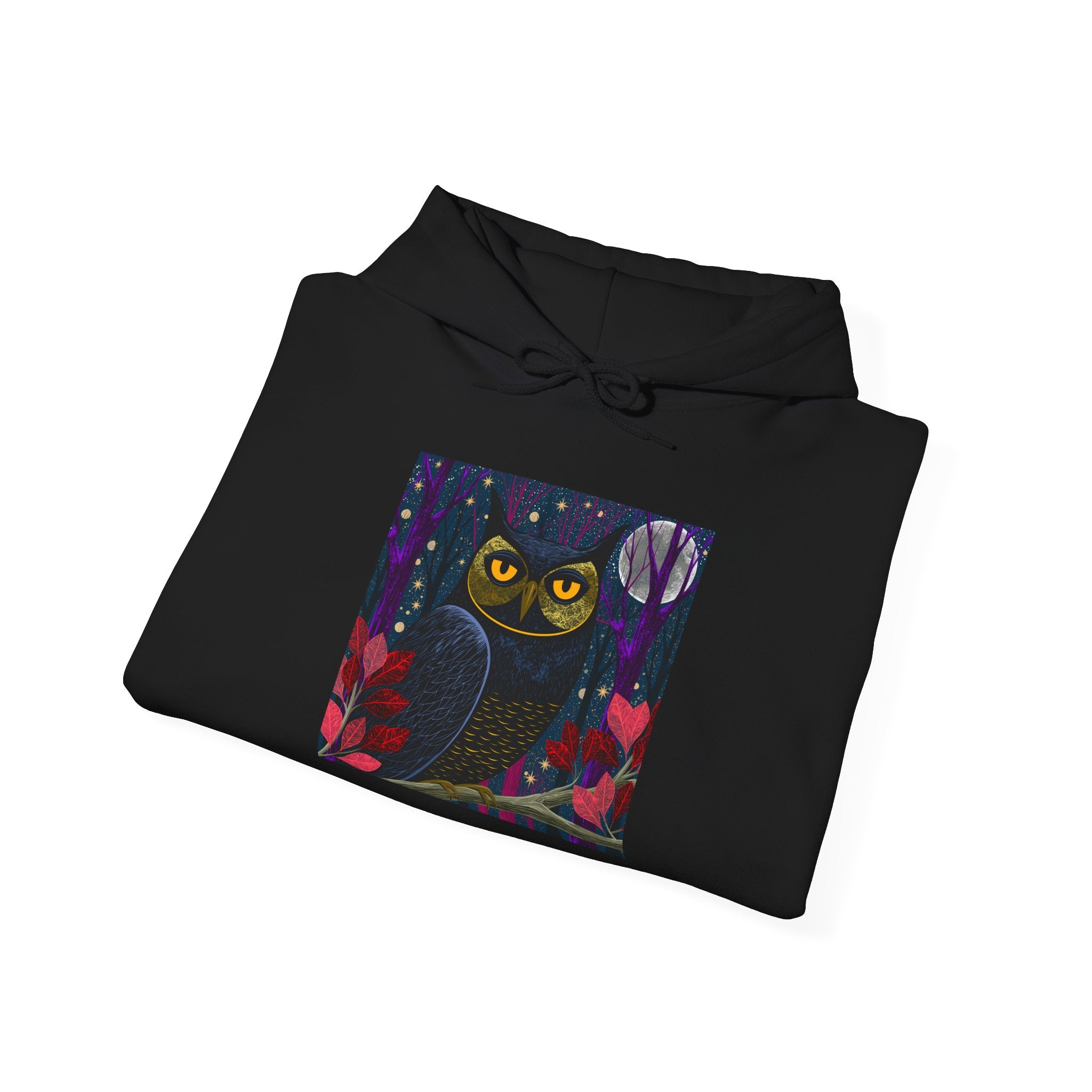 Night Owl Graphic Hoodie — Whimsical Moonlit Owl Sweatshirt