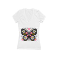 Floral Folk Art Butterfly Tee | Deep V-Neck Shirt