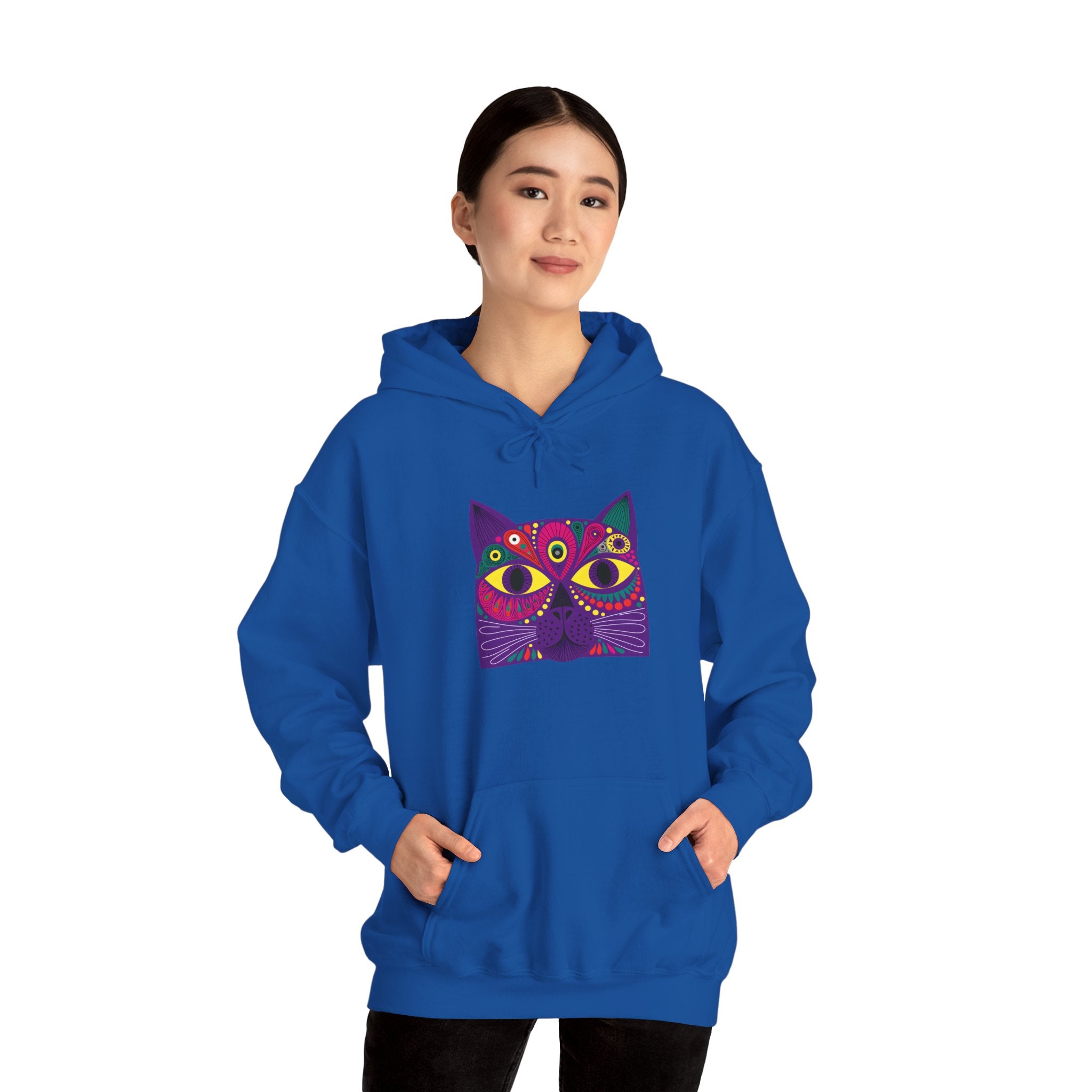 Psychedelic Cat Hoodie - Colorful Third-Eye Cat Graphic Sweatshirt