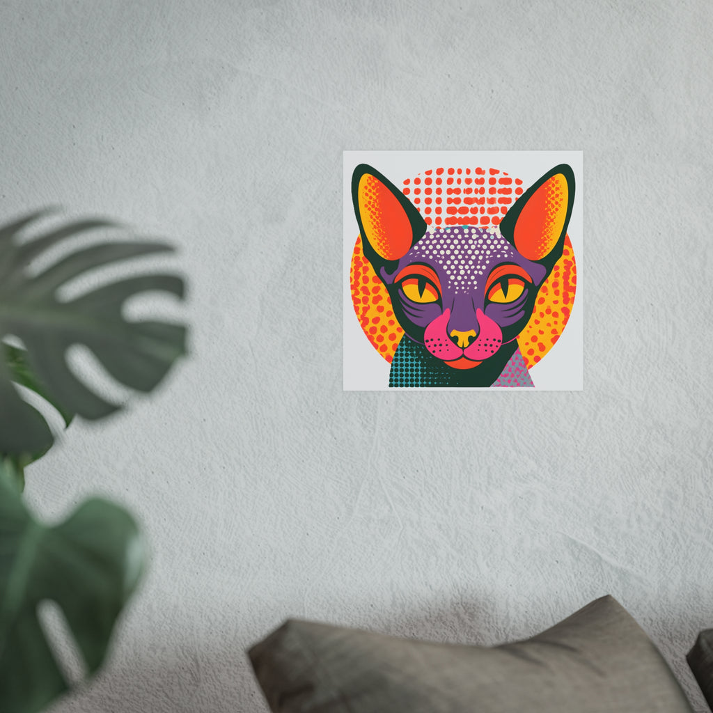 Colorful Pop Art Sphynx Cat Poster | Satin & Archival Matte Poster
