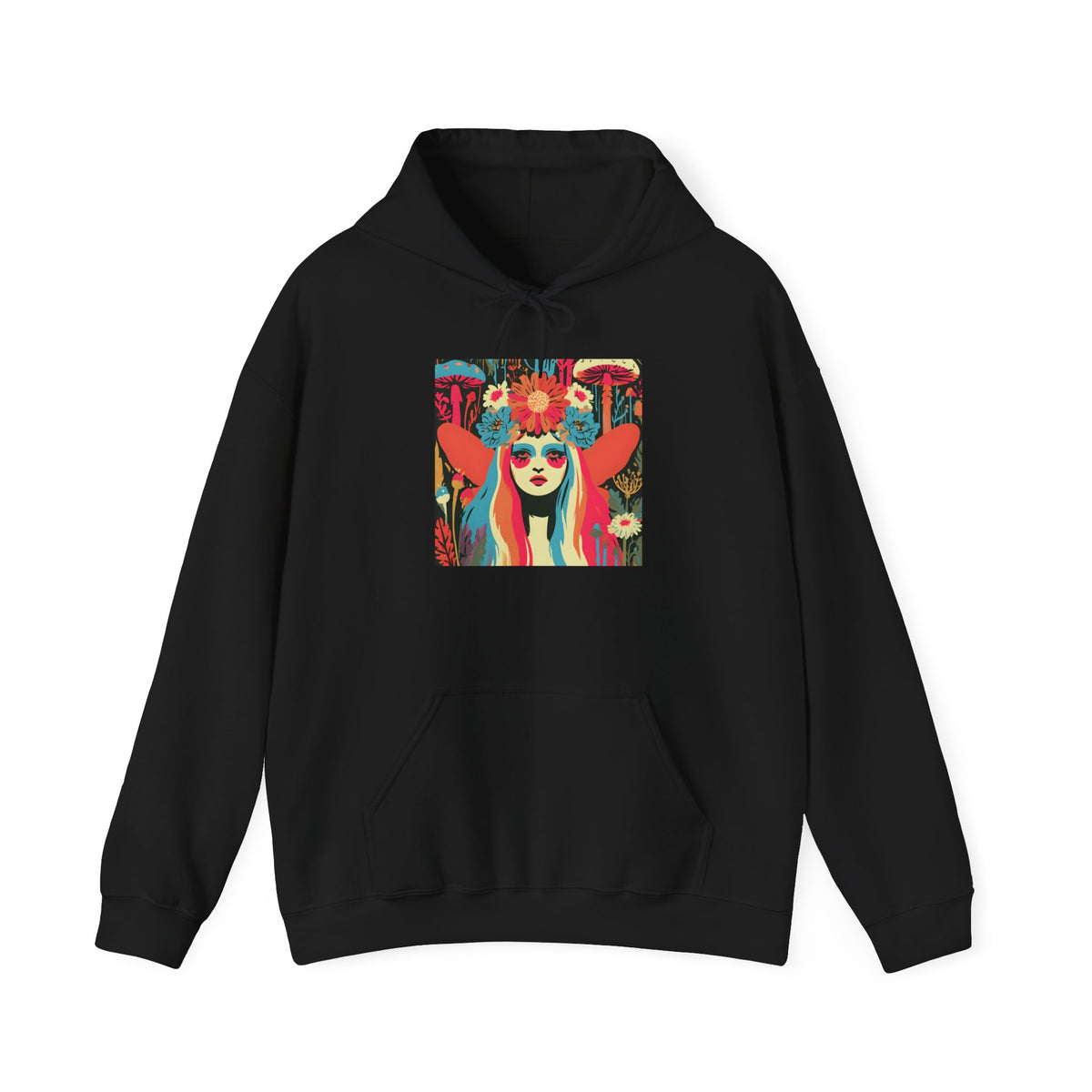 Psychedelic Floral Girl Hoodie — Colorful Boho Art Pullover