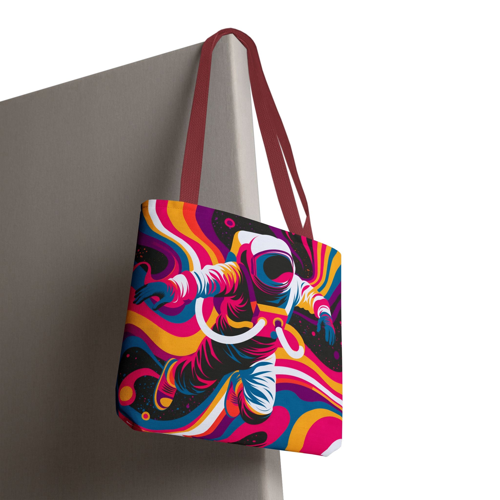Psychedelic Astronaut Tote Bag | Colorful Space Waves