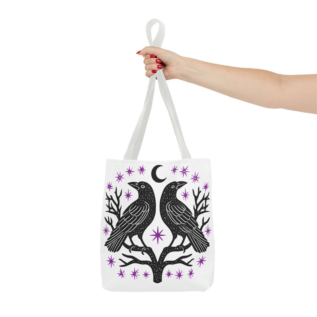 Mystic Raven Moon Tote Bag — Gothic Moon & Stars Canvas Tote Printify