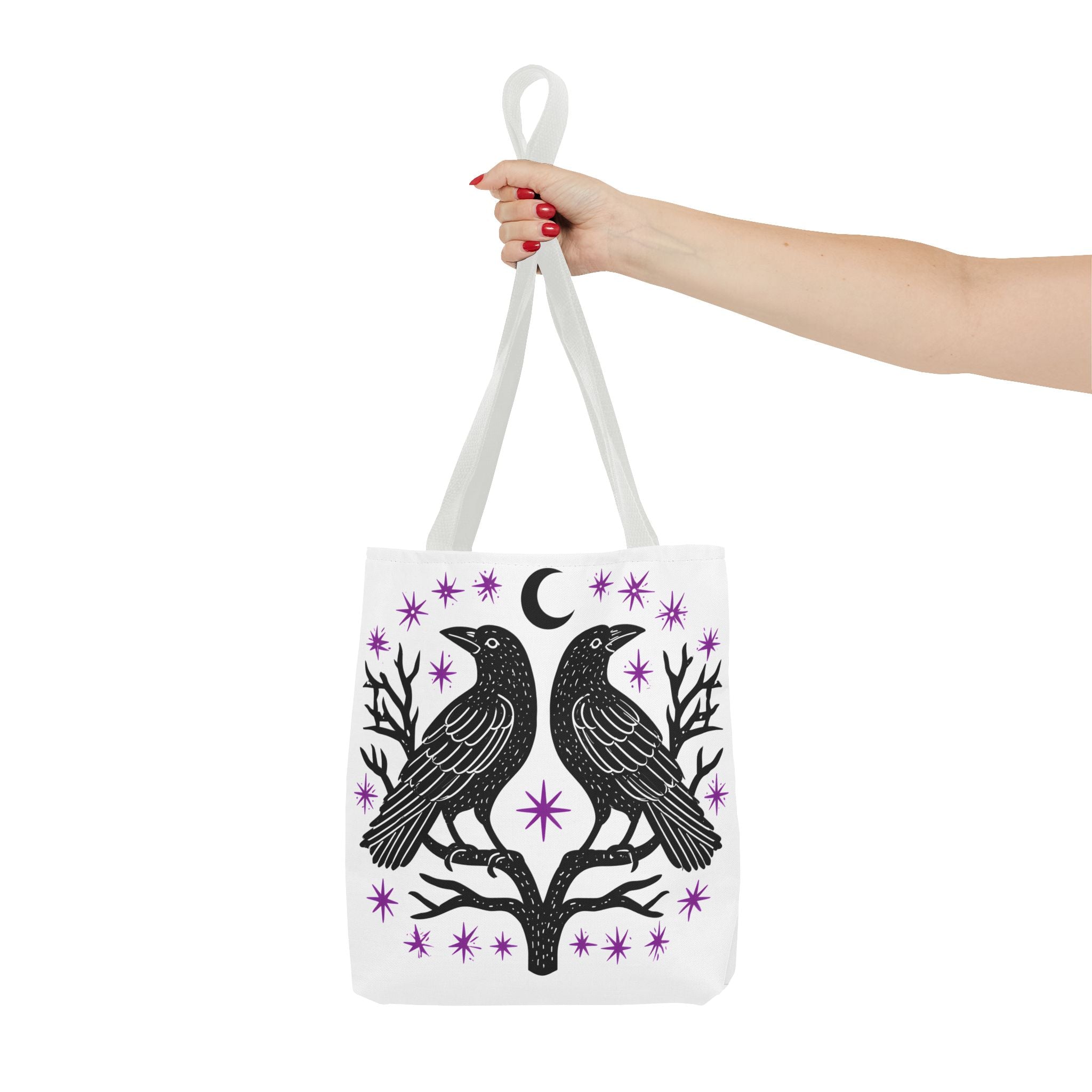 Mystic Raven Moon Tote Bag — Gothic Moon & Stars Canvas Tote Printify